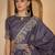 smoky grey chocolate silk blend embroidered saree with belt sequence work designer festive saree