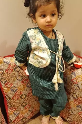 Green afghani kurta set