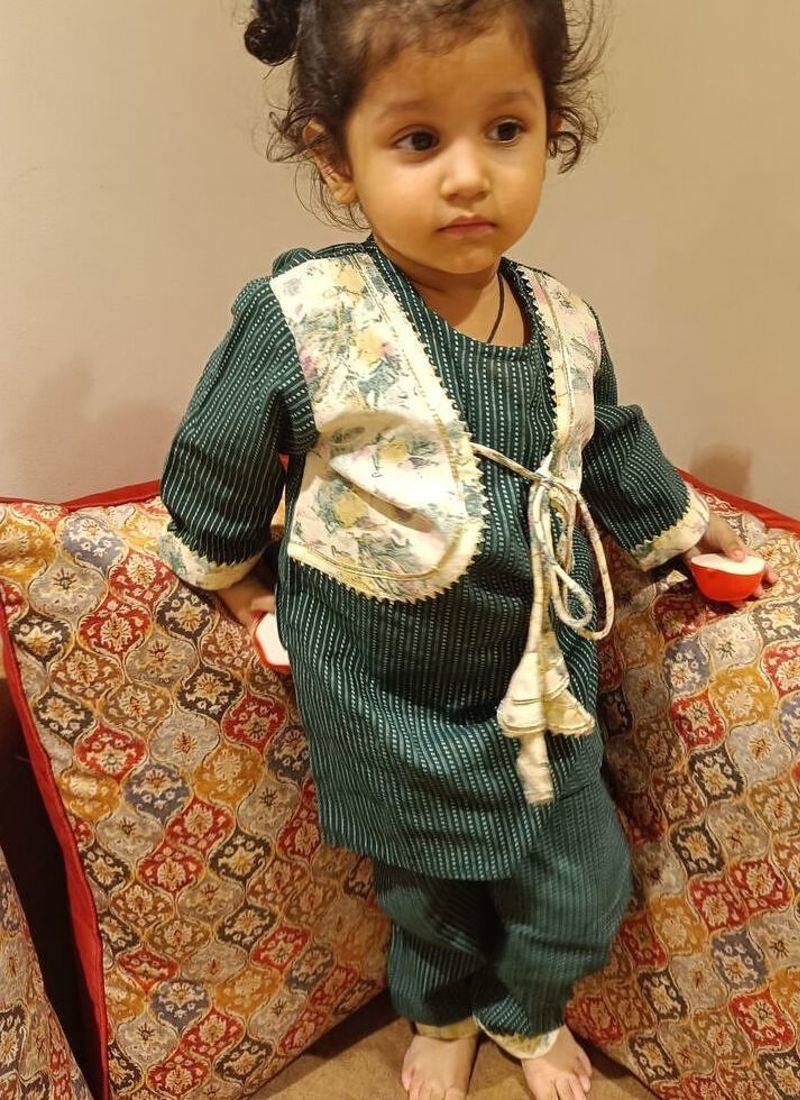 Green afghani kurta set