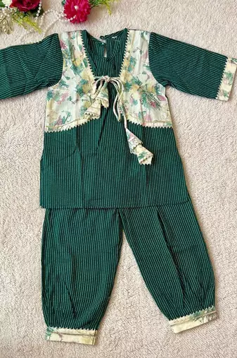 Green afghani kurta set