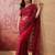 Maroon embroidered sheer saree with floral motifs