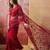 Maroon embroidered sheer saree with floral motifs