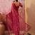 Maroon embroidered sheer saree with floral motifs