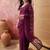 Purple embroidered sheer saree with floral motifs
