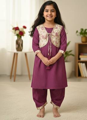 Purple straight kurta set 1