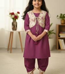 Purple straight kurta set