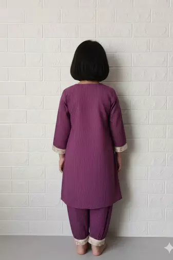 Purple straight kurta set