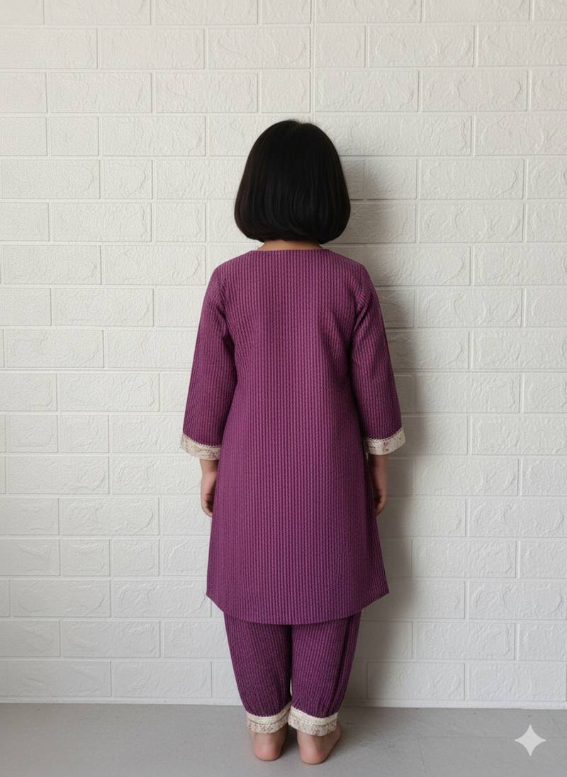 Purple straight kurta set