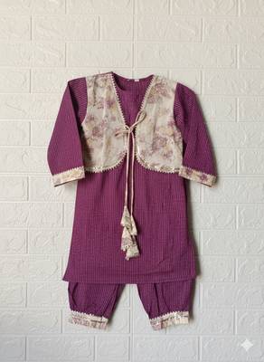 Purple straight kurta set 3