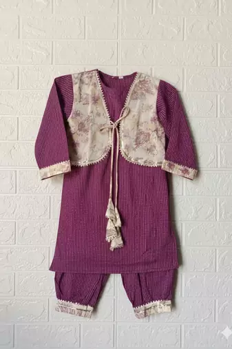 Purple straight kurta set