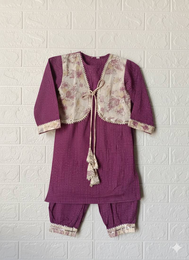 Purple straight kurta set