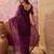 Purple embroidered sheer saree with floral motifs