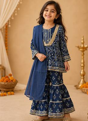 Navy patola sharara set 1