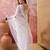 White blue embroidered sheer saree with floral motifs