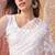 White blue embroidered sheer saree with floral motifs