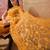 Mustard blue embroidered sheer saree with floral motifs
