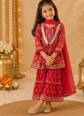 Red patola sharara set 1