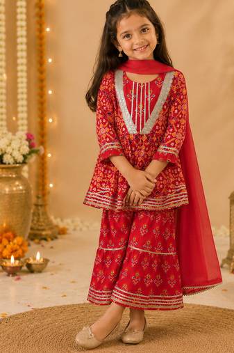 Red patola sharara set