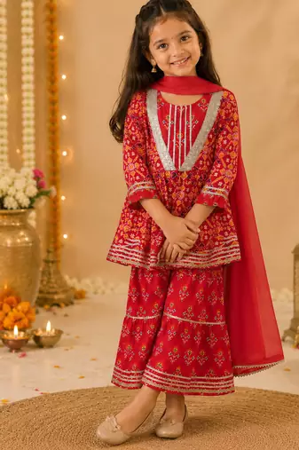 Red patola sharara set