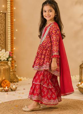 Red patola sharara set 2