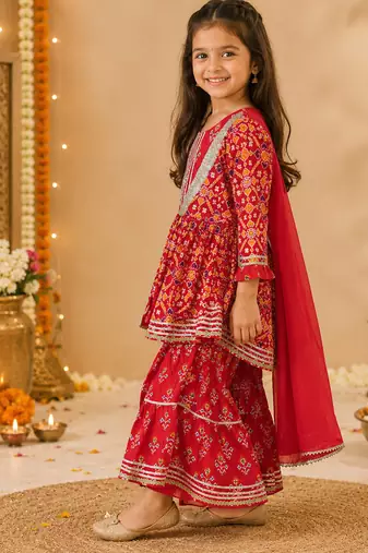 Red patola sharara set