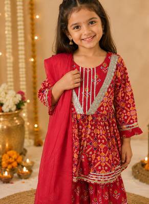 Red patola sharara set 3