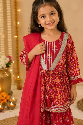 Red patola sharara set