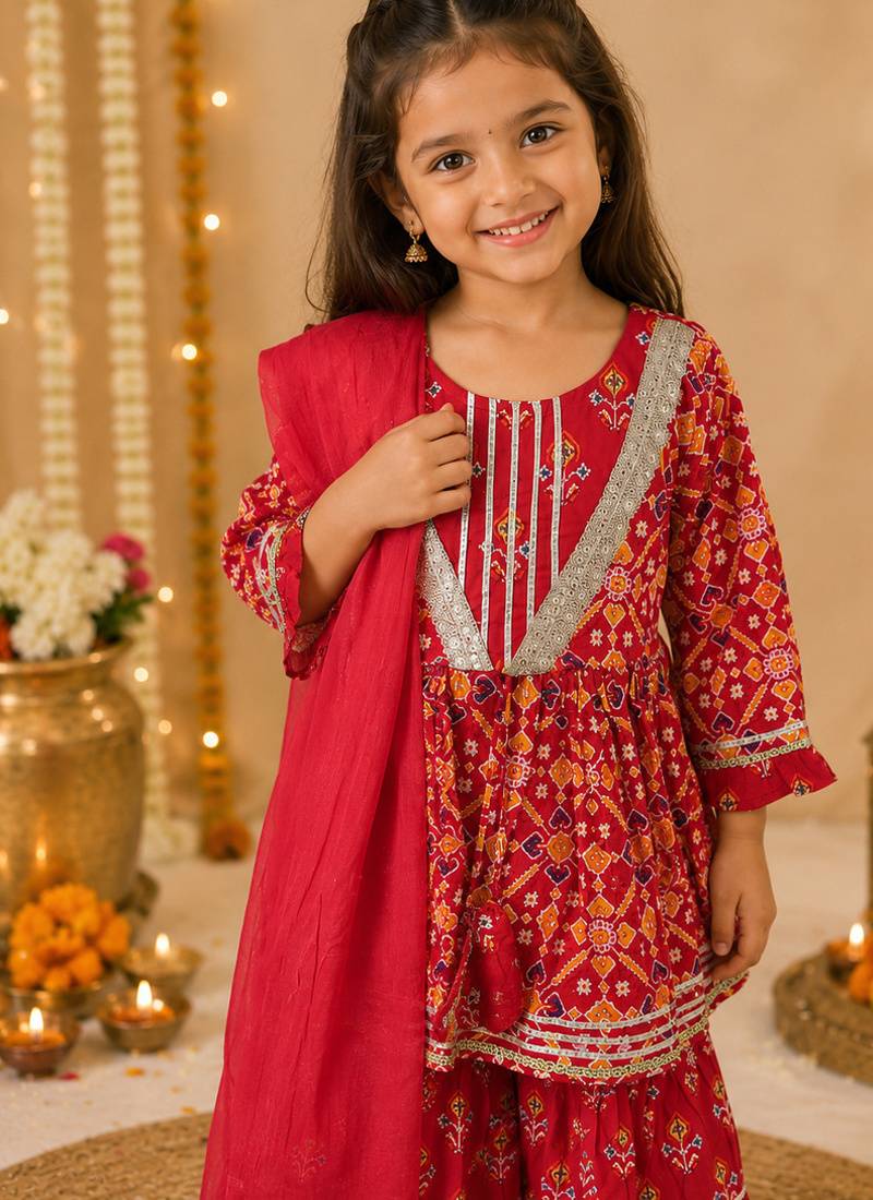 Red patola sharara set