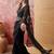 Black blue embroidered sheer saree with floral motifs