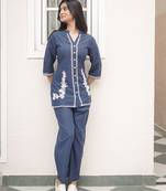 Embroidered Cotton-Linen Co-Ord Set with Pockets