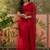 Red embroidered sheer saree with floral motifs
