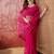 Pink embroidered sheer saree with floral motifs