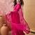 Pink embroidered sheer saree with floral motifs