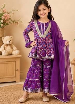 Purple patola sharara set 1