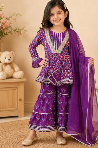 Purple patola sharara set