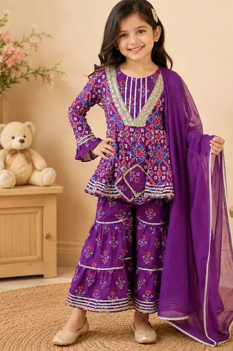 Purple patola sharara set