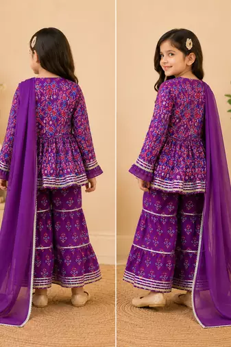 Purple patola sharara set