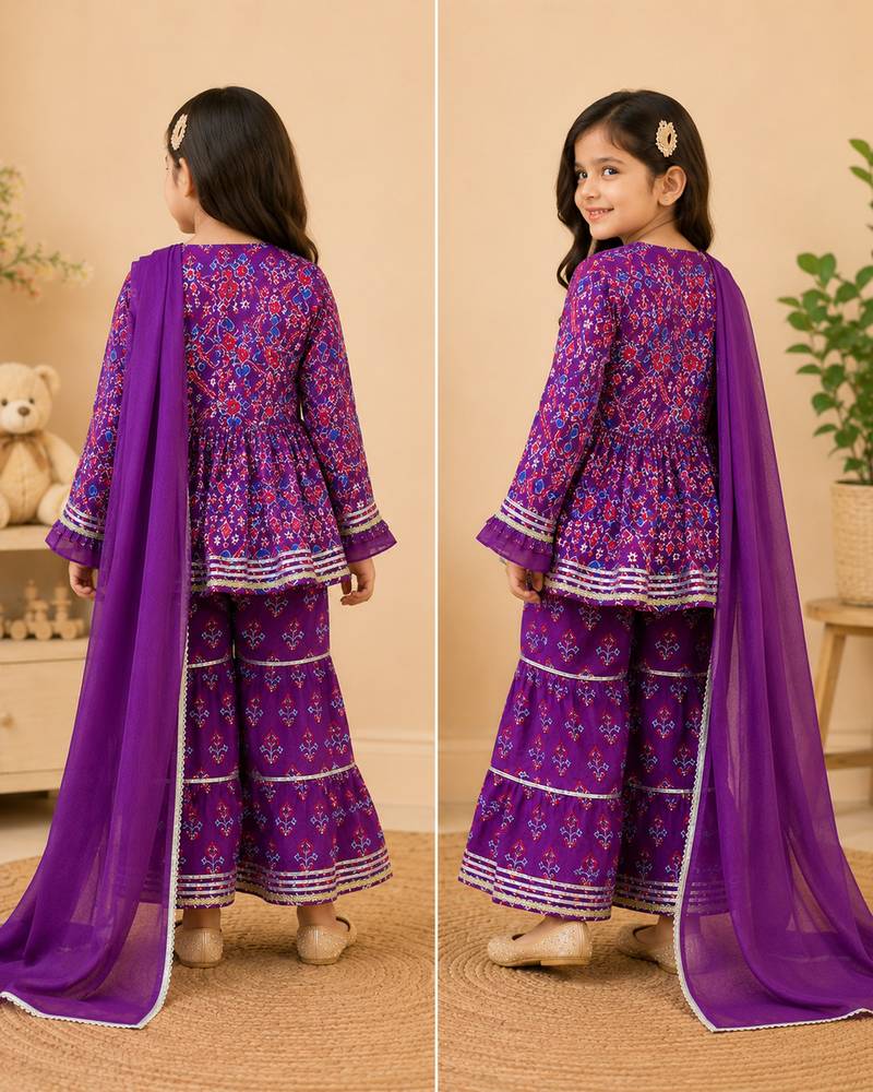 Purple patola sharara set