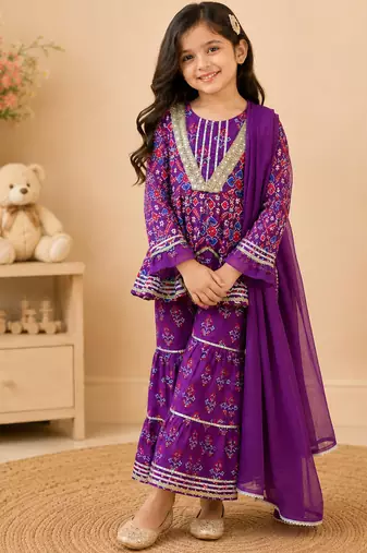 Purple patola sharara set