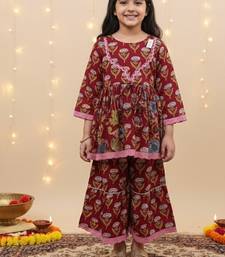Floral maroon kurta sharara set