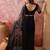Black embroidered sheer saree with floral motifs