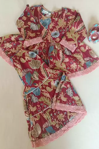 Floral maroon kurta sharara set