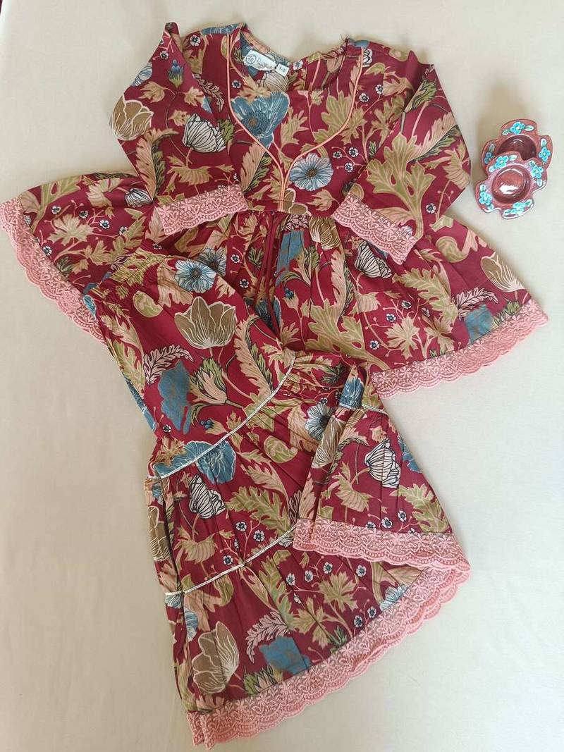 Floral maroon kurta sharara set