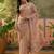 Blush pink embroidered sheer saree with floral motifs