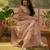 Blush pink embroidered sheer saree with floral motifs