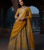 yellow color Coding Sequins Work Net Lehenga Choli set