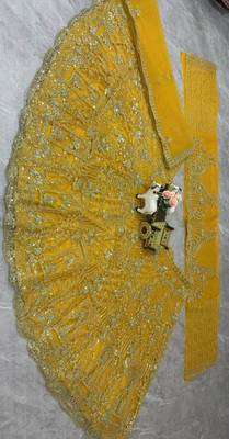 yellow color Coding Sequins Work Net Lehenga Choli set 2