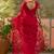 Red embroidered sheer saree with floral motifs