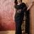 Black embroidered sheer saree with floral motifs