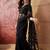 Black embroidered sheer saree with floral motifs